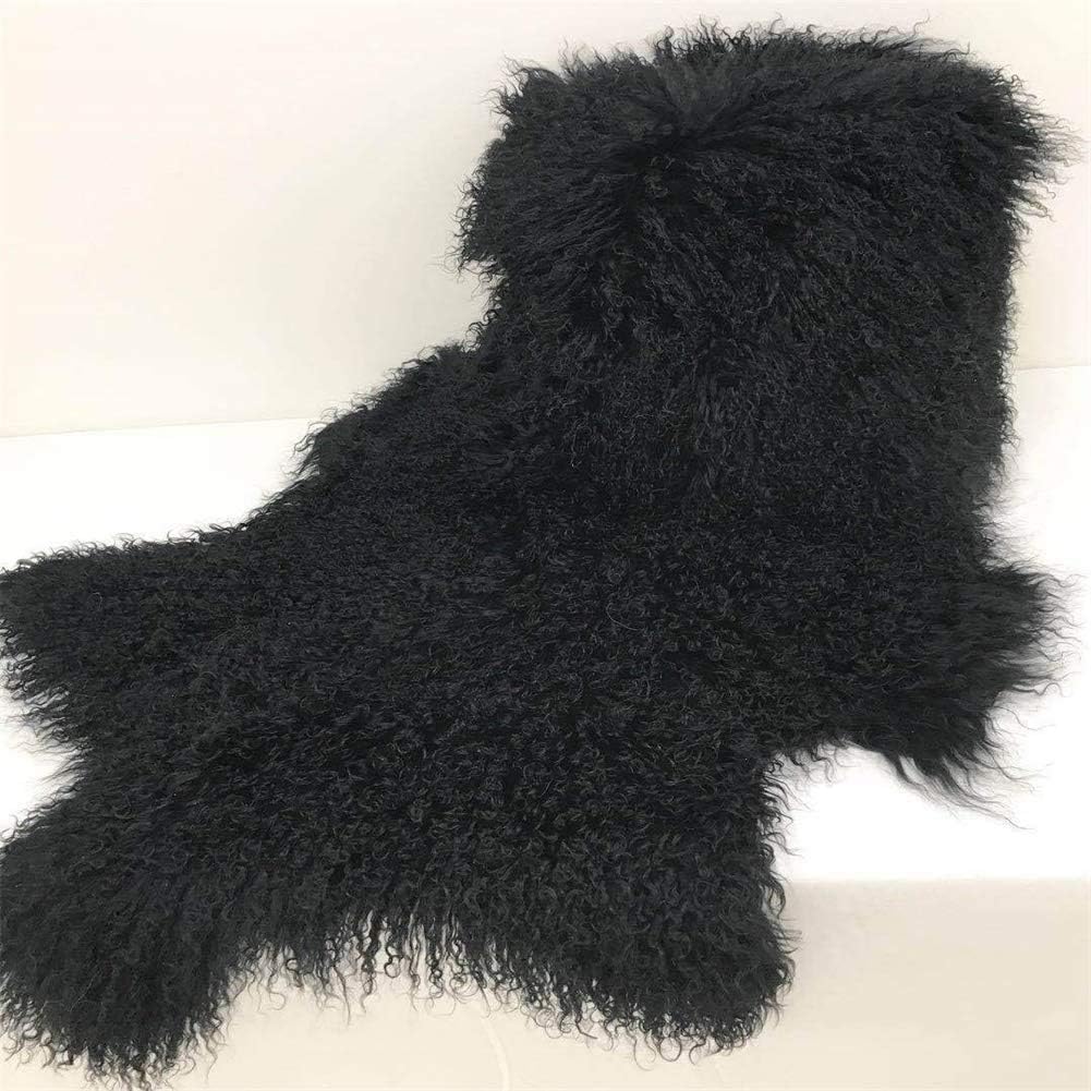 Alfombra lana auténtica oveja tibetana 3.5x2ft negro