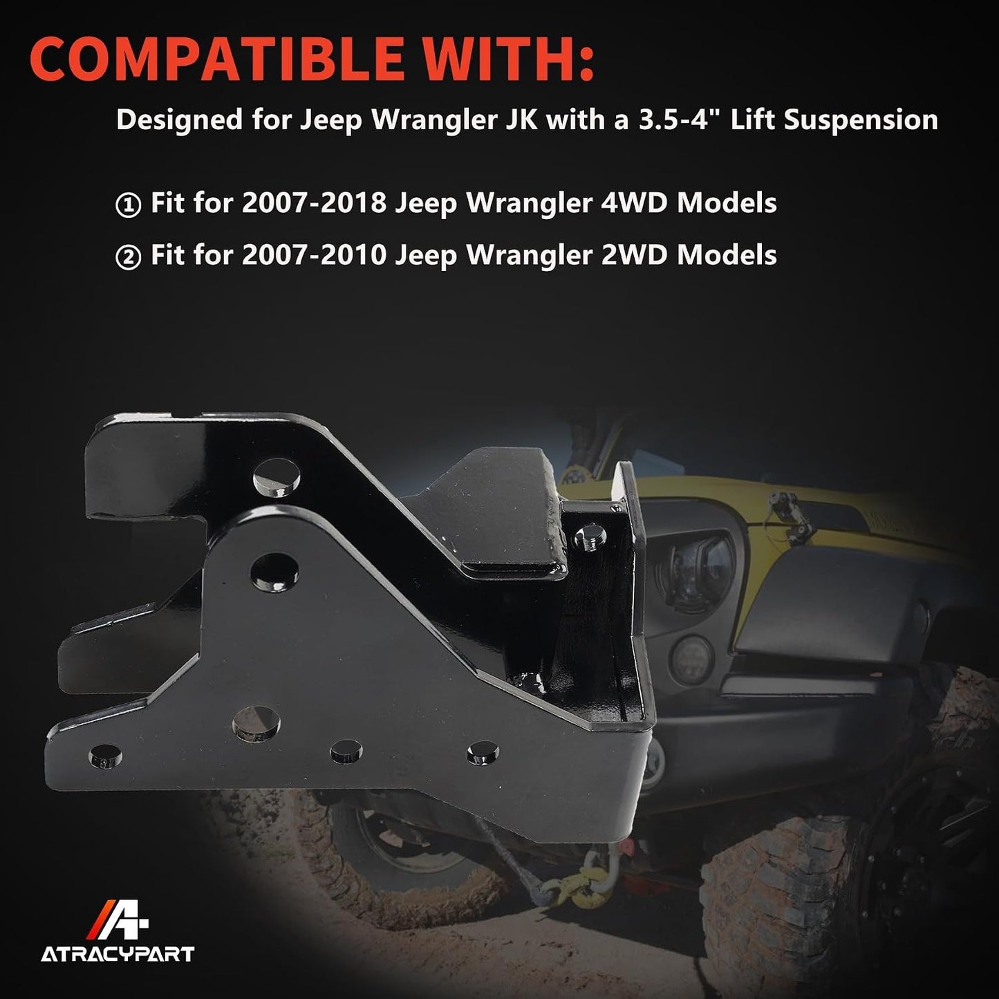 Soporte barra riel Jeep Wrangler 07-18 elevación 3.5-4"