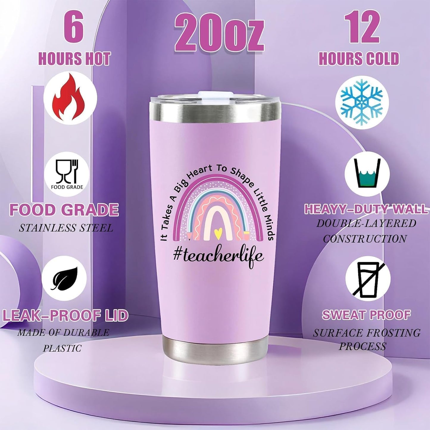 Vaso térmico acero inox con tapa pajita 20oz corazón grande
