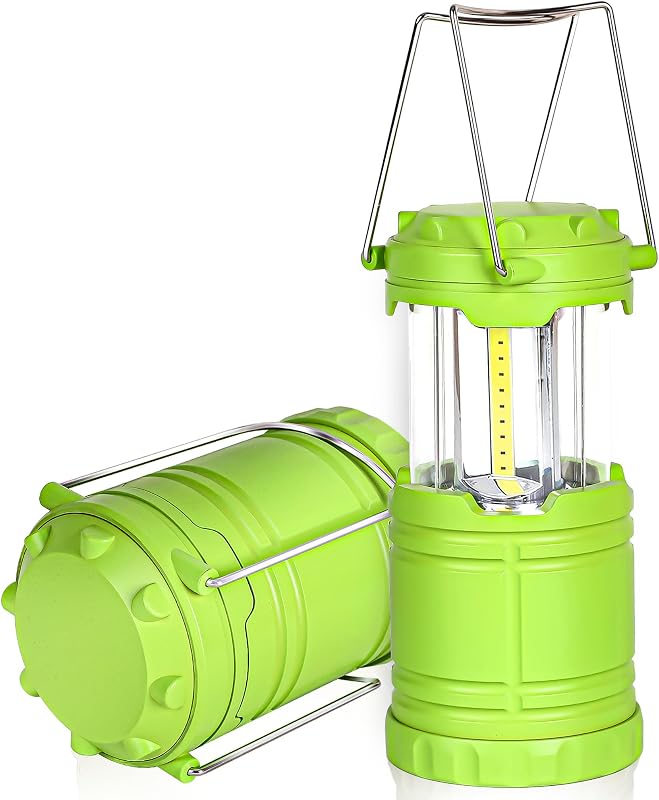 2 Linternas LED verdes portátiles para campamento y emergencia