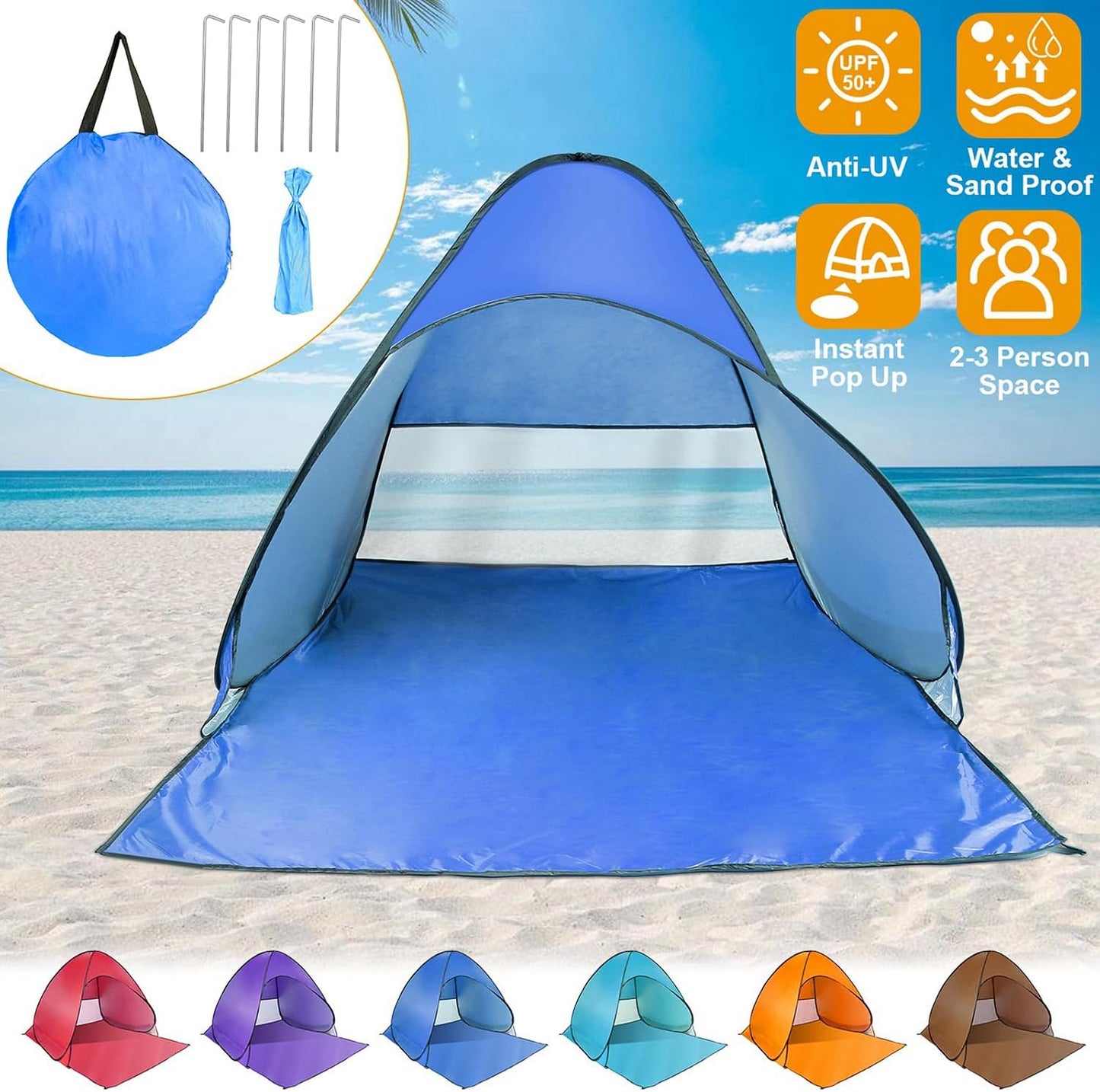 Refugio playa desplegable 2-3 personas UPF50 con toldo
