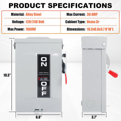 Interruptor de 30A 3 polos acero galvanizado NEMA 3R