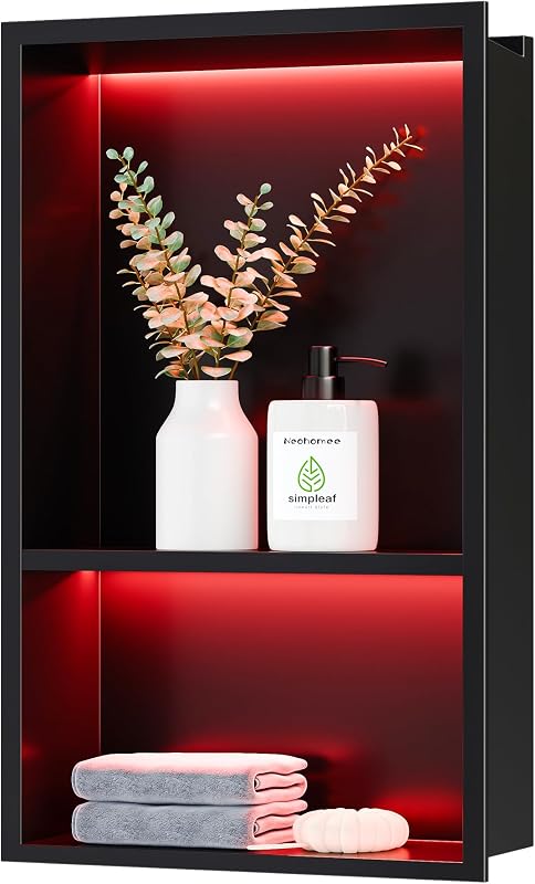 Nicho pared 2 niveles 12x18" con luz RGB gabinete ducha