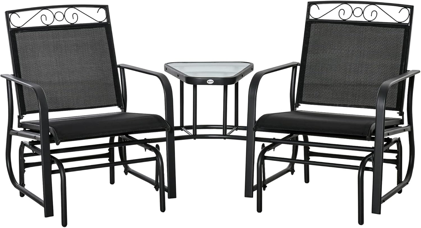 Silla mecedora exterior con mesa 2 plazas funda