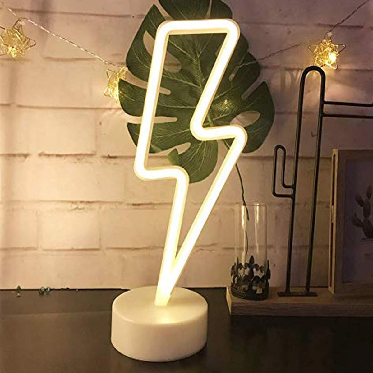 Luces LED neón relámpago blanco cálido con base USB