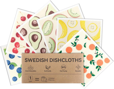 Paños cocina suecos reutilizables 6 pzas biodegradable absorbente