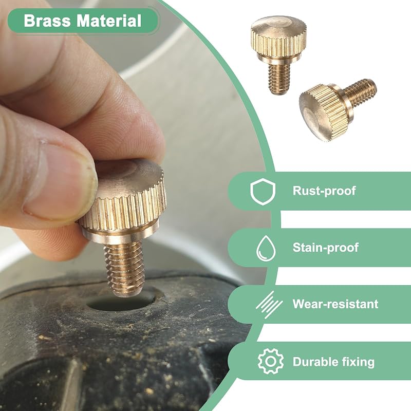 6 Pzas pernos latón M5x8mm con agarre para s de vidrio