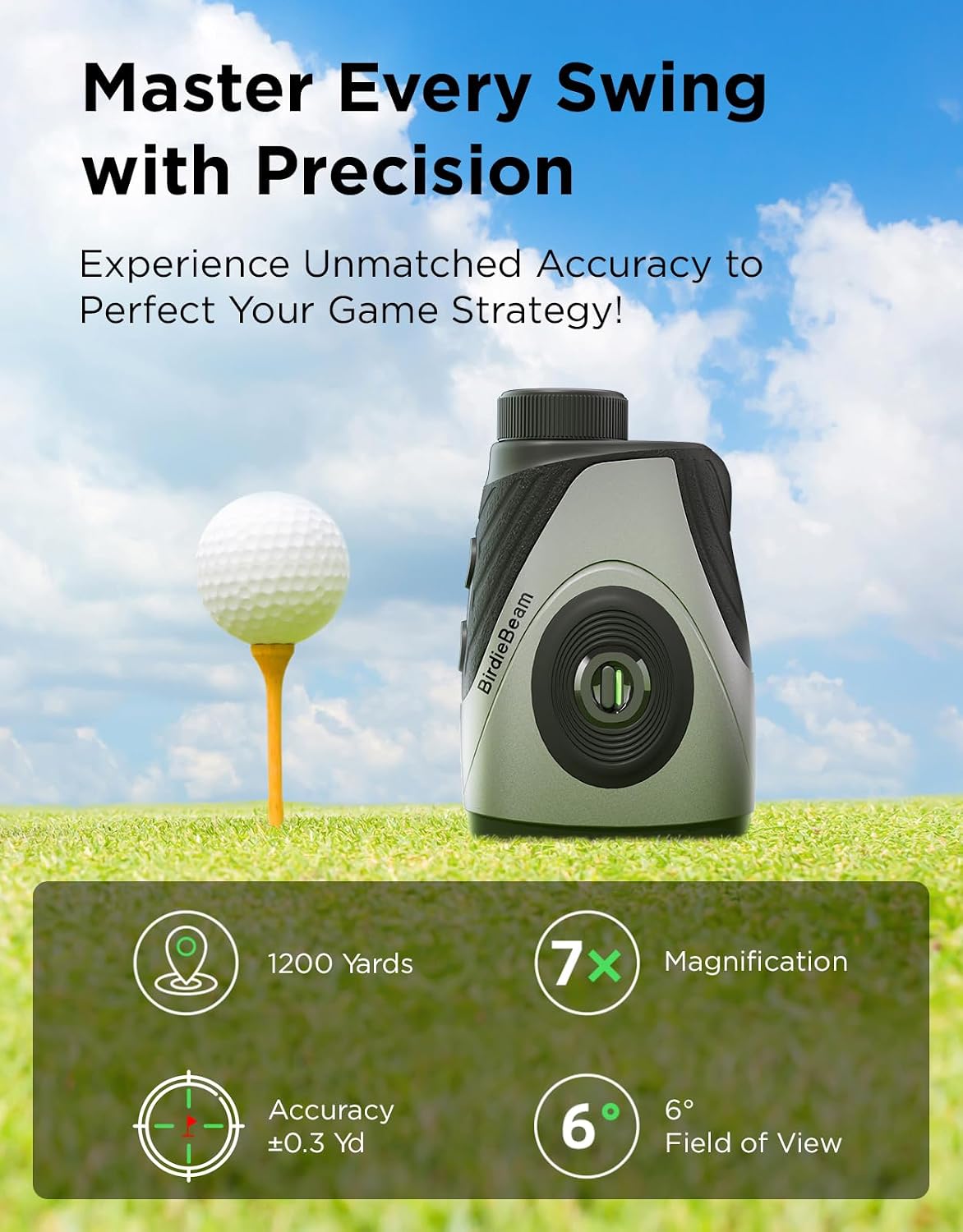 Golf rangefinder 1200y 7x aumento display claro recargable
