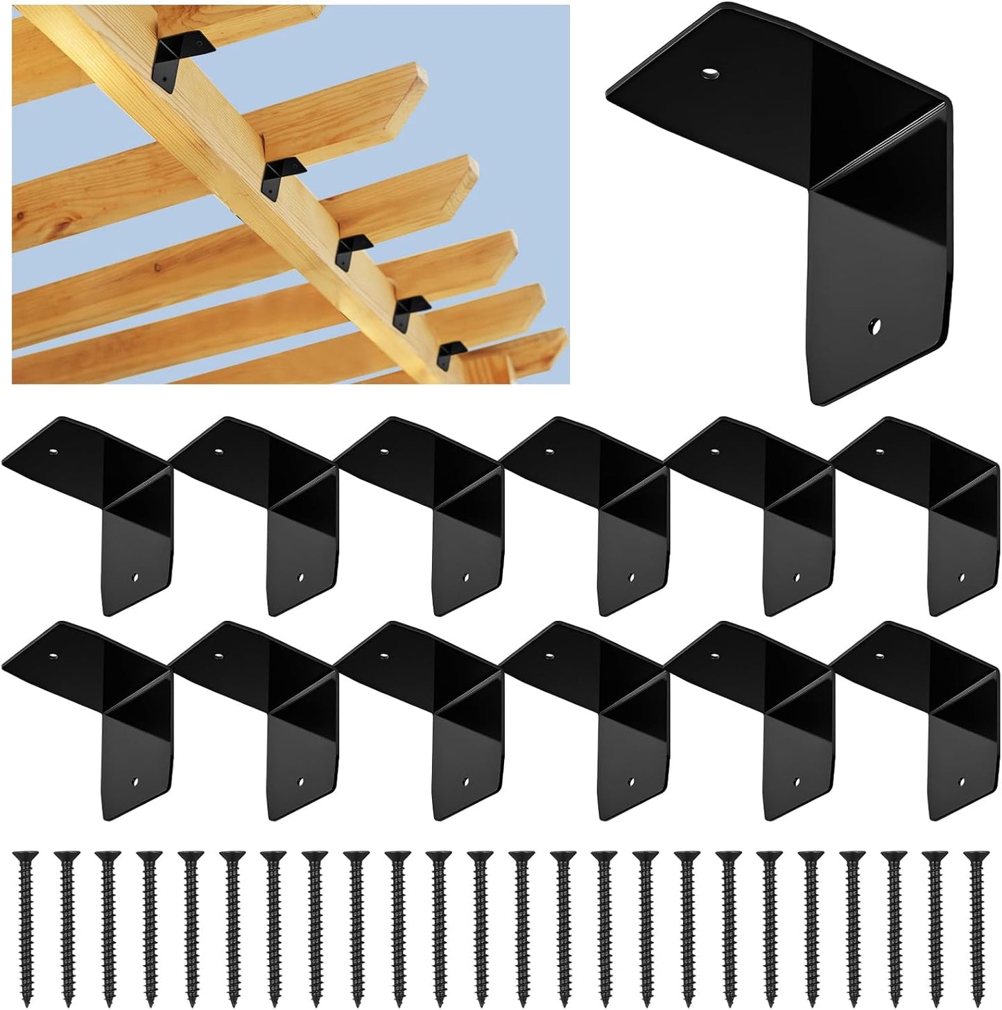 12 Pzas Clips Huracán para Vigas Pérgola Madera