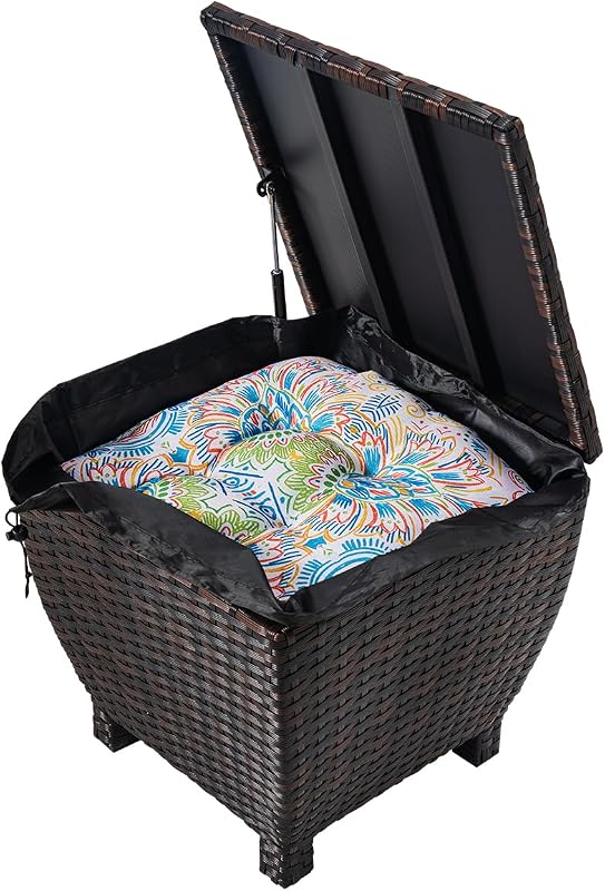 Caja mimbre exterior 13gal con forro impermeable y tapa