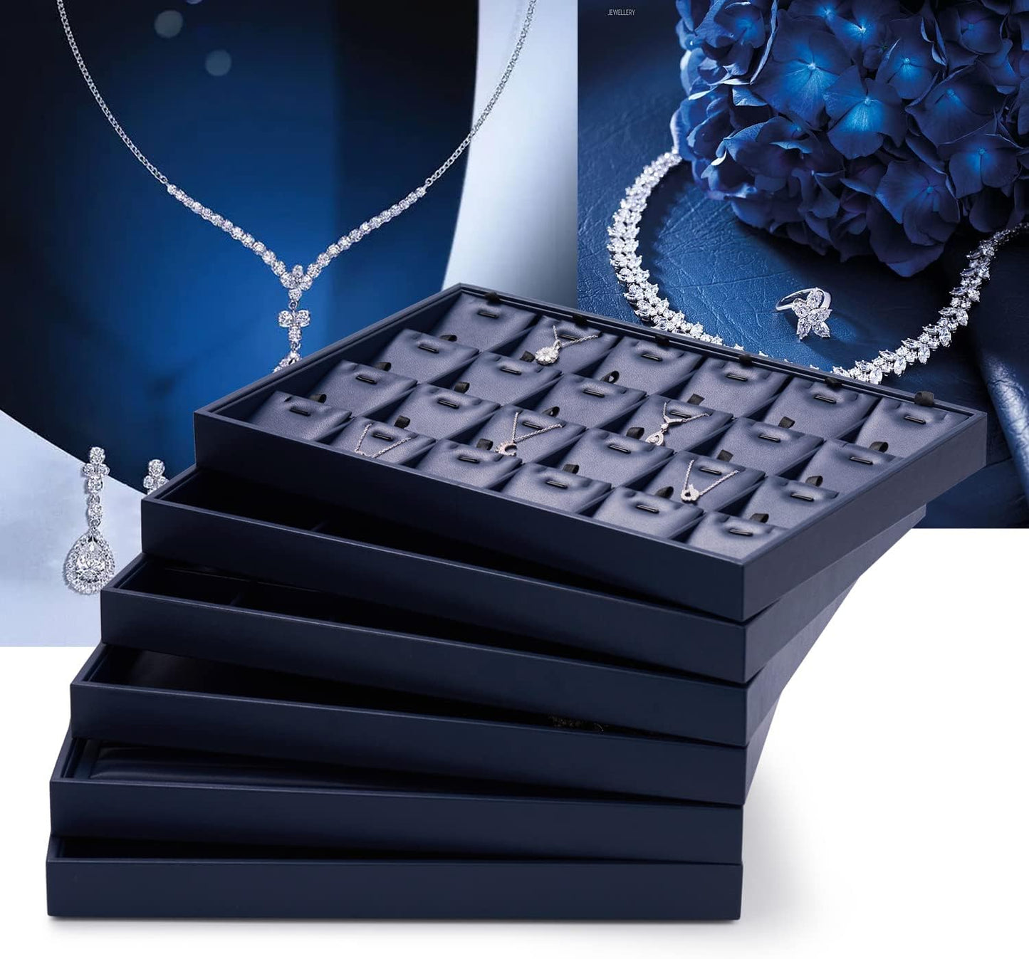 Organiz. joyas cuero sintético cajones