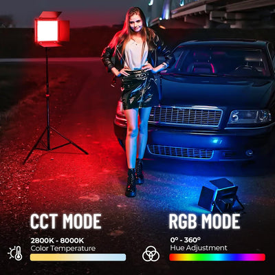 Kit luz LED RGB estudio 2800K-8000K control APP CRI 97