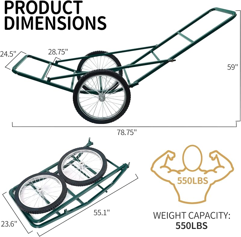 Carrito caza metal plegable 550lb resistente