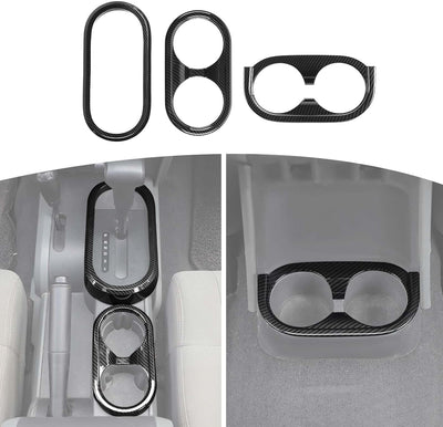 Portavasos fibra carbono Jeep Wrangler JK 2007-10 negro 3 pzas