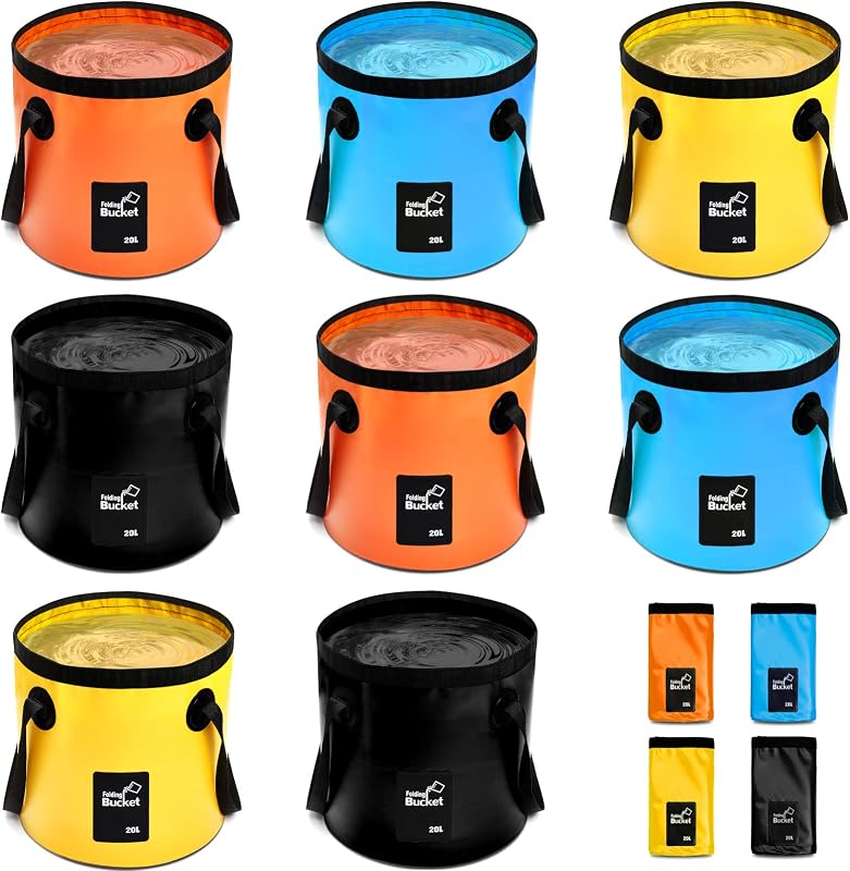 8 Cubo plegable 5gal 20L con asa para campamento playa