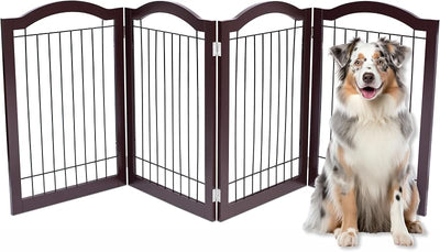 Puerta alambre perros 4 paneles 30" alto color espresso