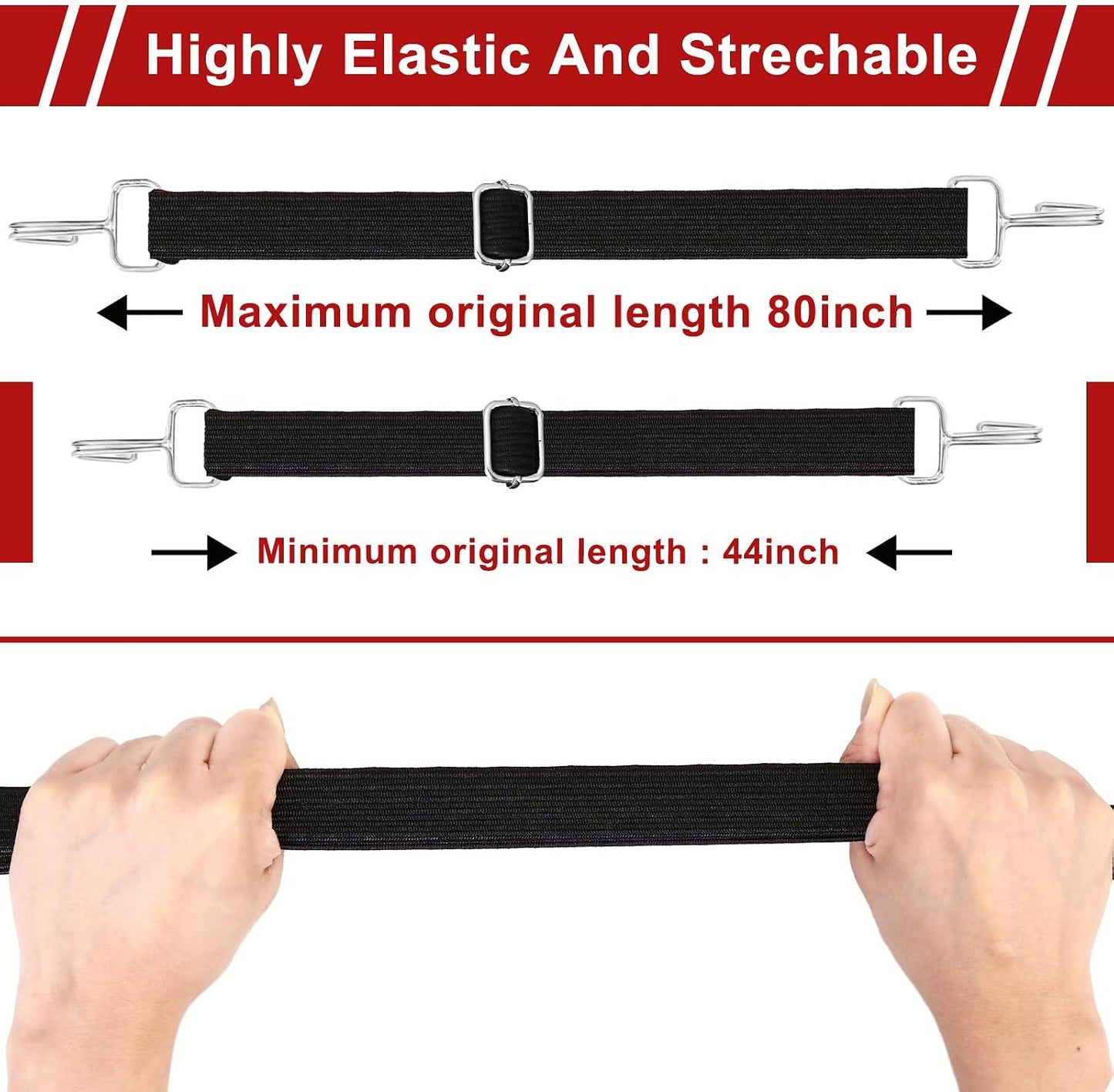 8 Pzas Correas Elásticas 80" Ancho 1" Hebilla Metal
