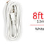 Cable lámpara 8ft enchufe polarizado 2 puntas UL blanco