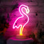 Letrero neón piña 3uds luces USB flamenco rosa