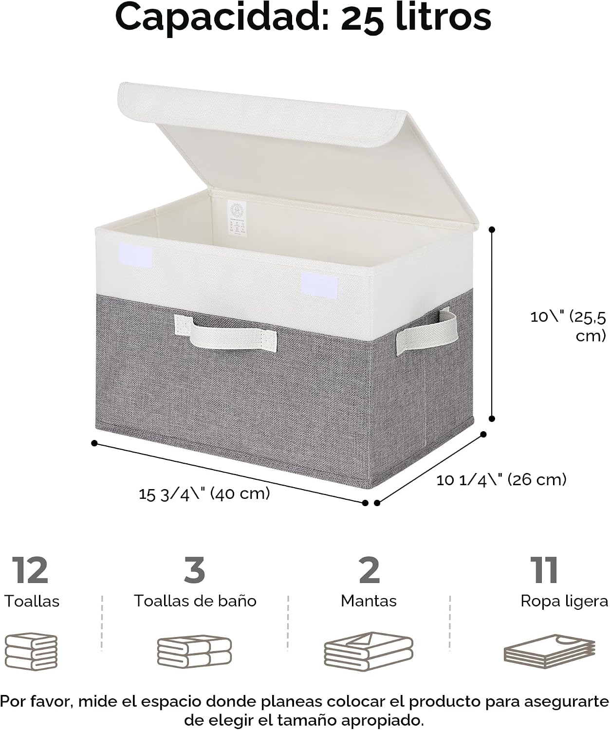 Cajas almacenamiento tela con tapas organizador armario 2 pzas