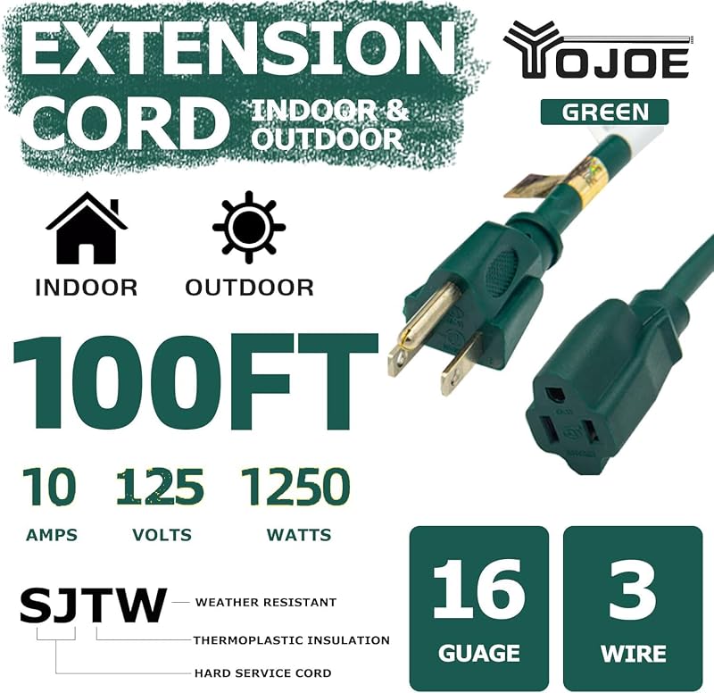 Cable alargador 100 ft 16 resistente interiores exteriores