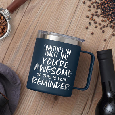 Taza café acero inox aislada 14oz regalo azul marino