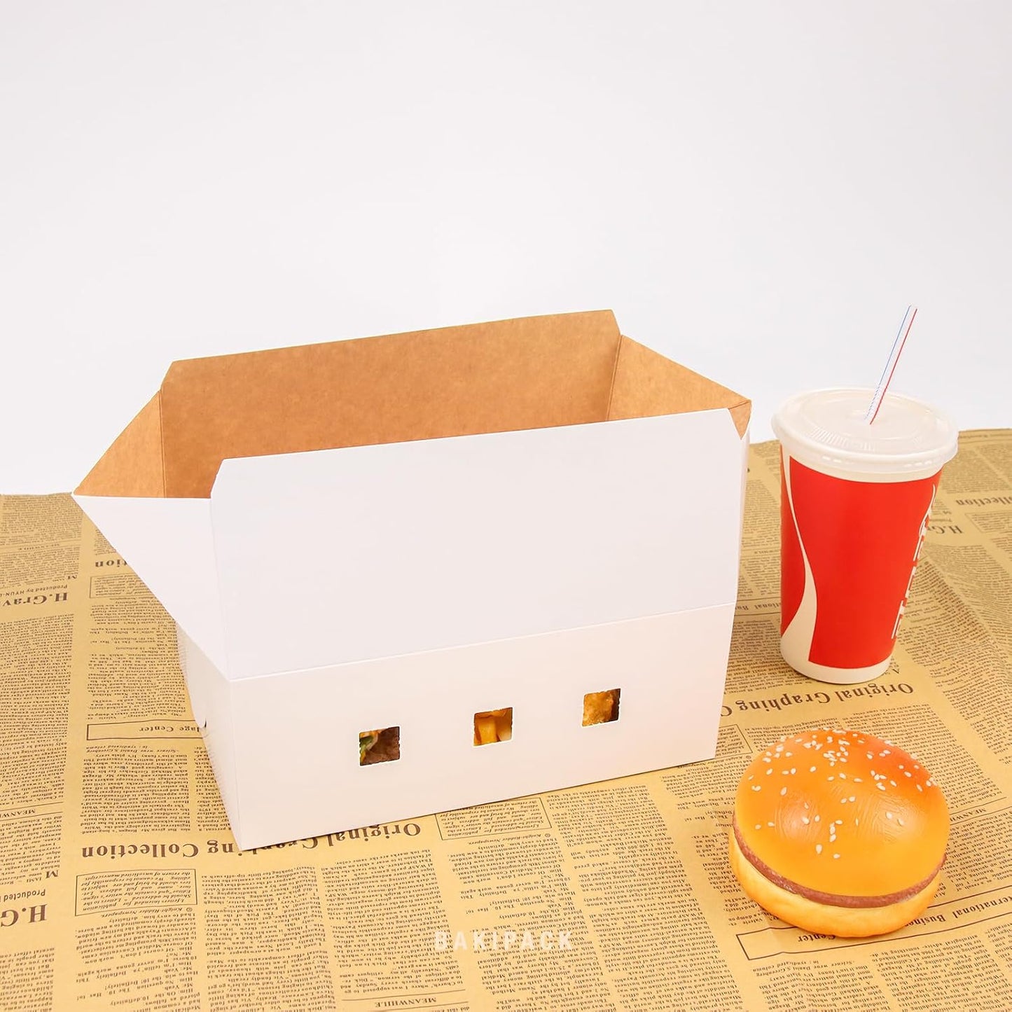 12 Cajas Almuerzo Cartón Blanco 9x6x3.5pulg Catering