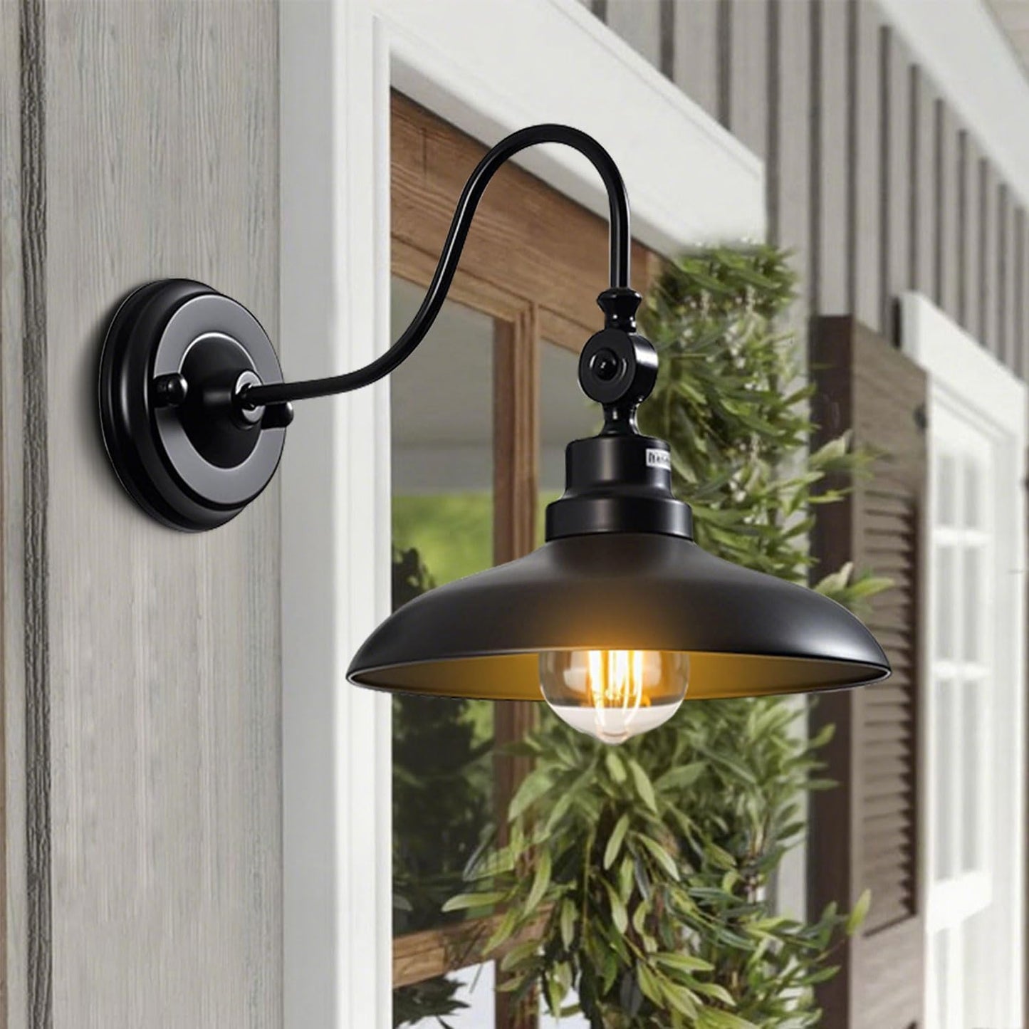 Luz pared exterior negro mate cuello cisne 9.8"