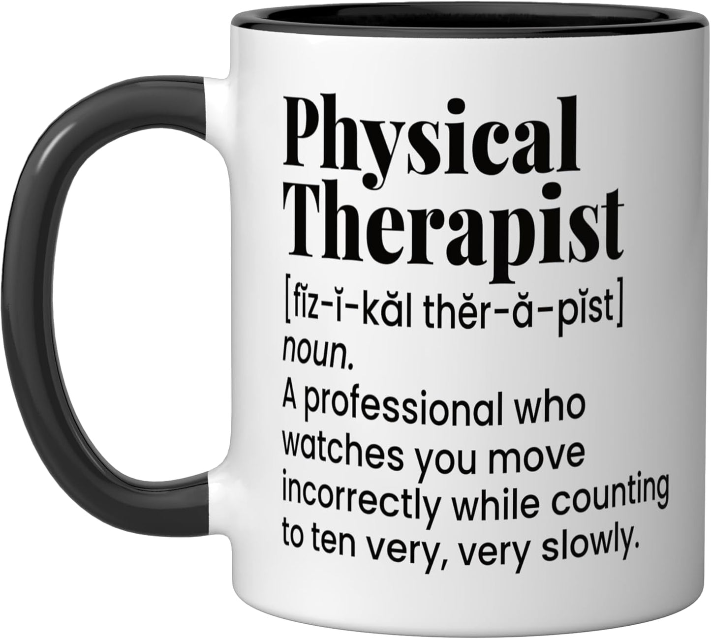 Taza Cerámica Humorística para Terapeuta Físico Negro/Blanco