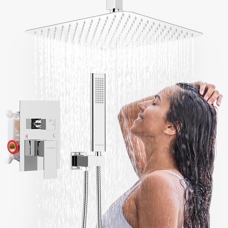 Sistema ducha lluvia grifos cromo 10pulg con válvula