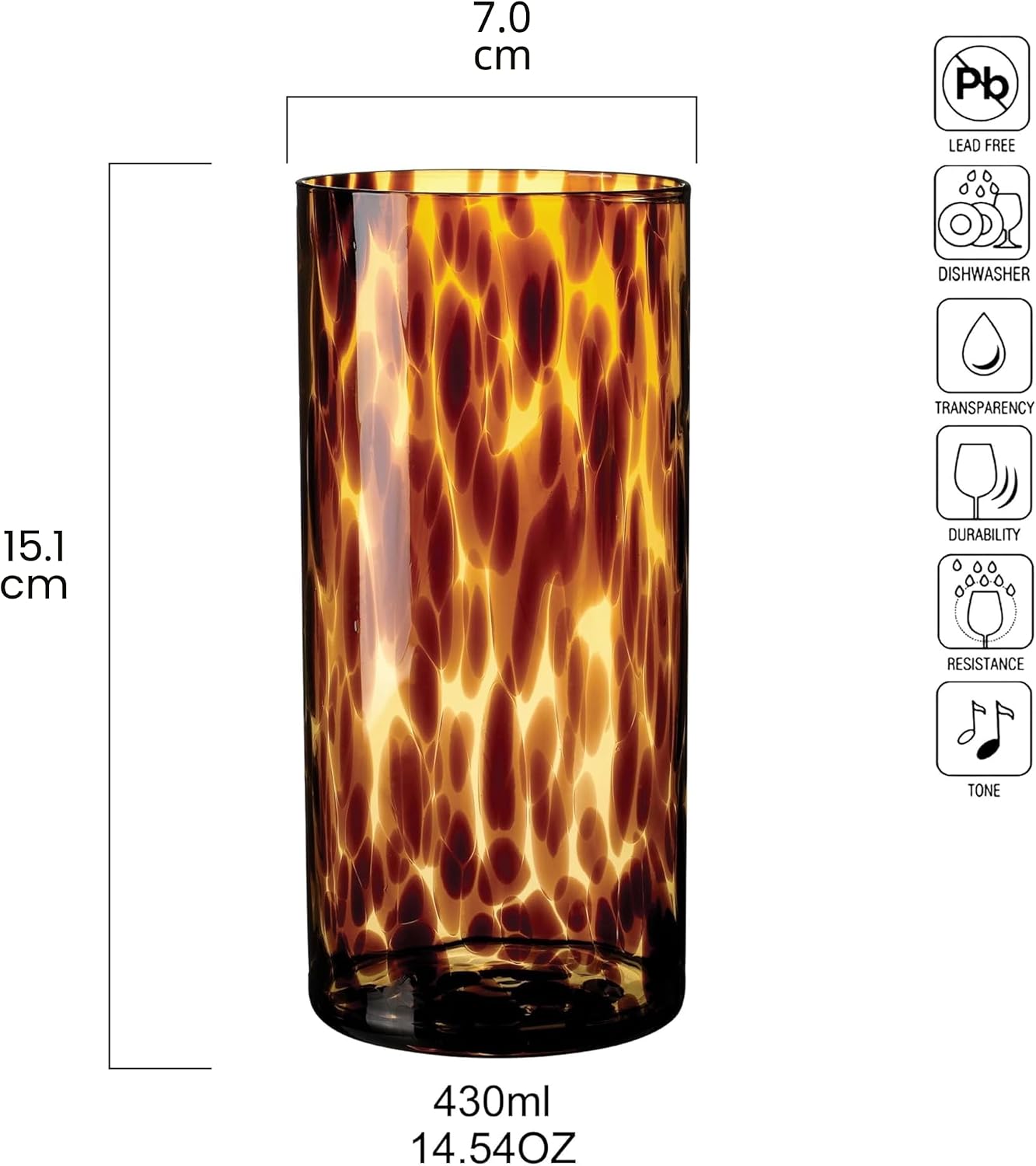 Set 4 vasos cóctel borosilicato 14.54oz sin plomo