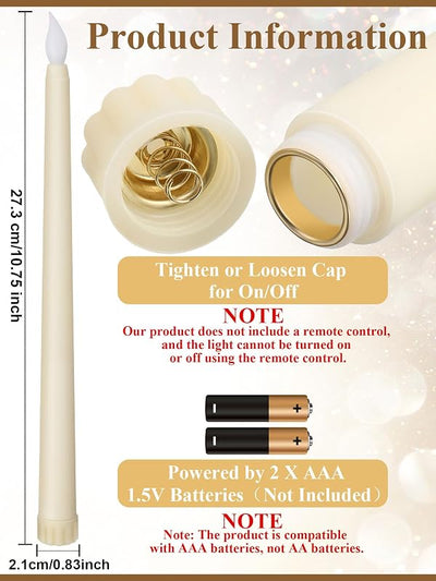 220 Velas LED Parpadeantes 11pulg Estilo Clásico Marfil