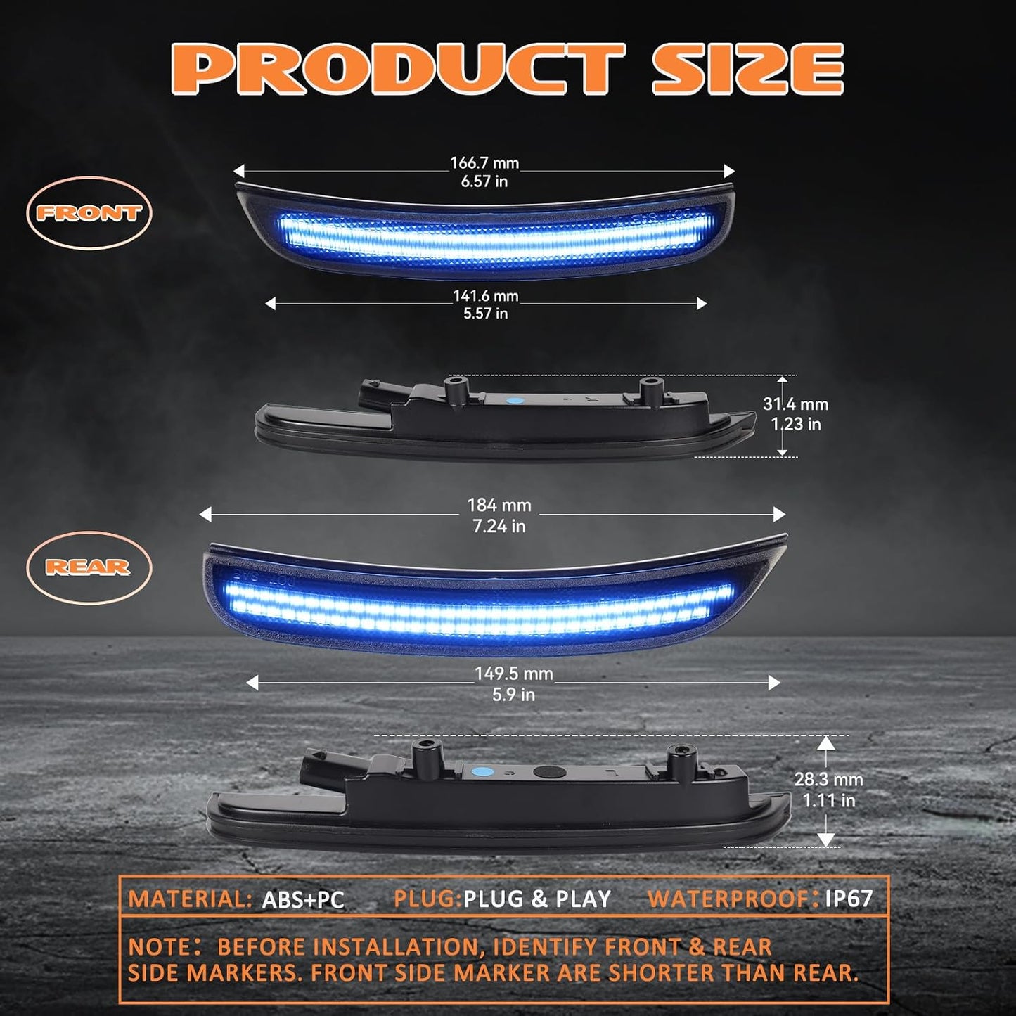 Luz LED marcador lateral Dodge Charger 15-23 lente ahumada