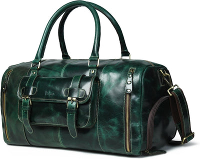 Bolsa viaje piel grano completo 21x11x10pulg correa carretilla verde