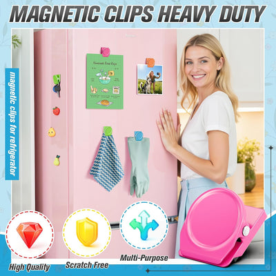 48 Clips Magnéticos Fuertes para Pizarra y Refrigerador