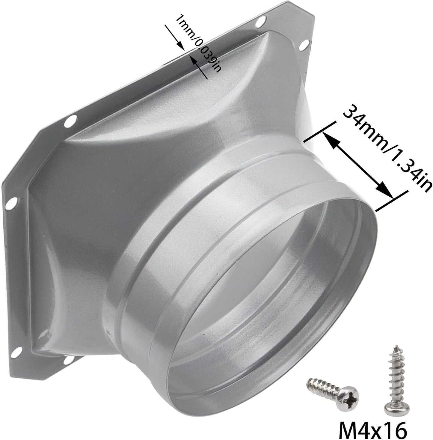Placa ventilación secadora conector metal 4pulg salida pared