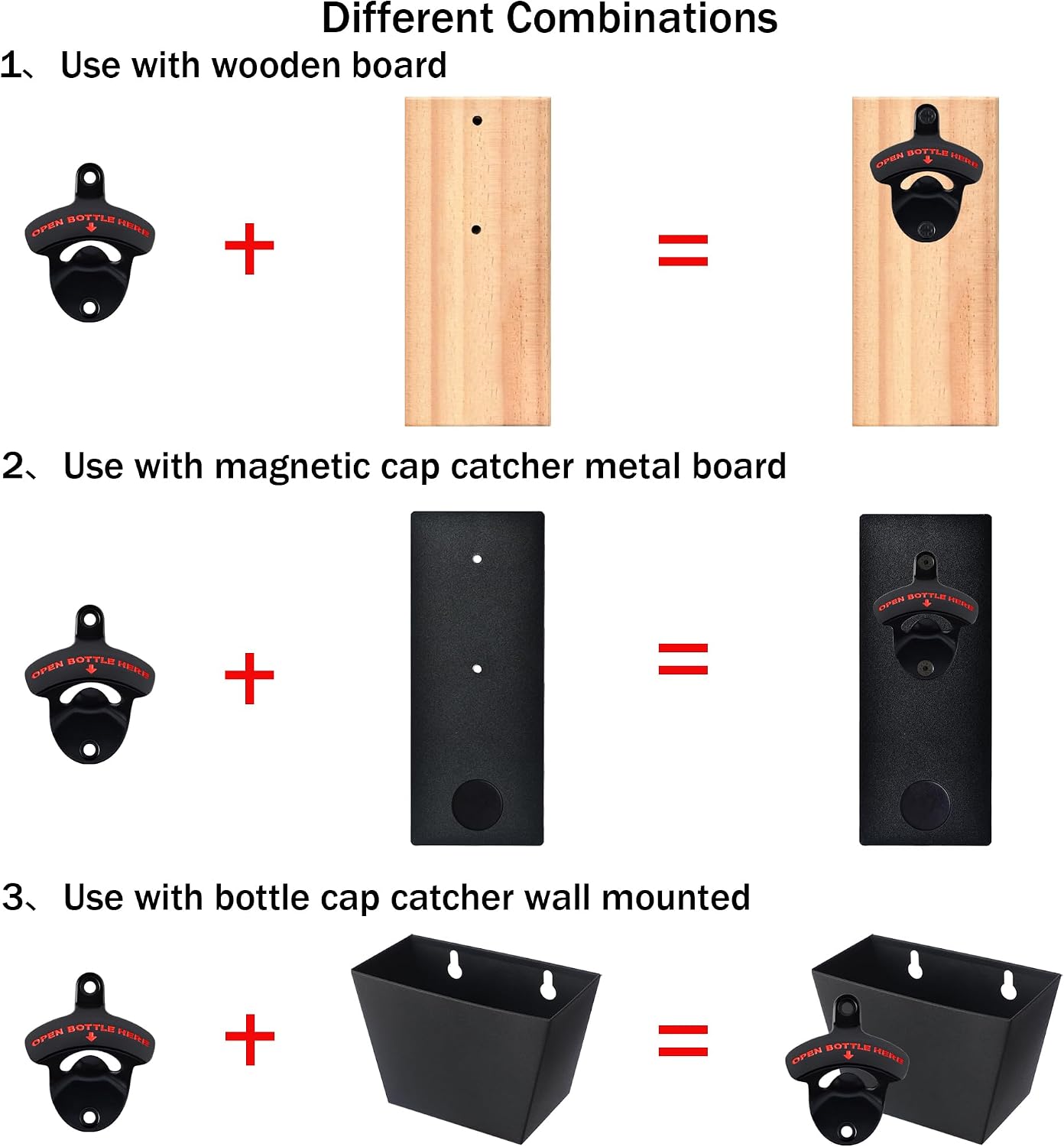 Abridor inox pared negro rojo set 6