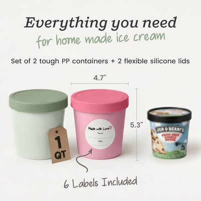 Recipientes helado 1qt reutilizables congelador 2pzas