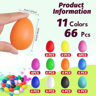 66 Pzas Huevos Pascua Plástico Percusión 11 Colores