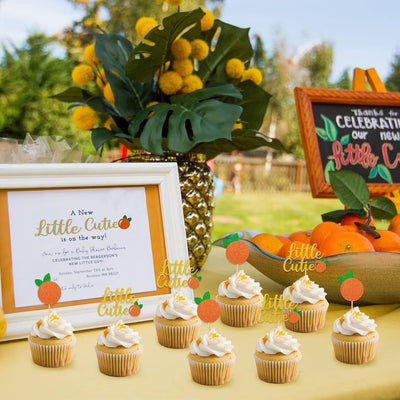 24 Pzas Adornos Cupcakes Temática Clementina Naranja