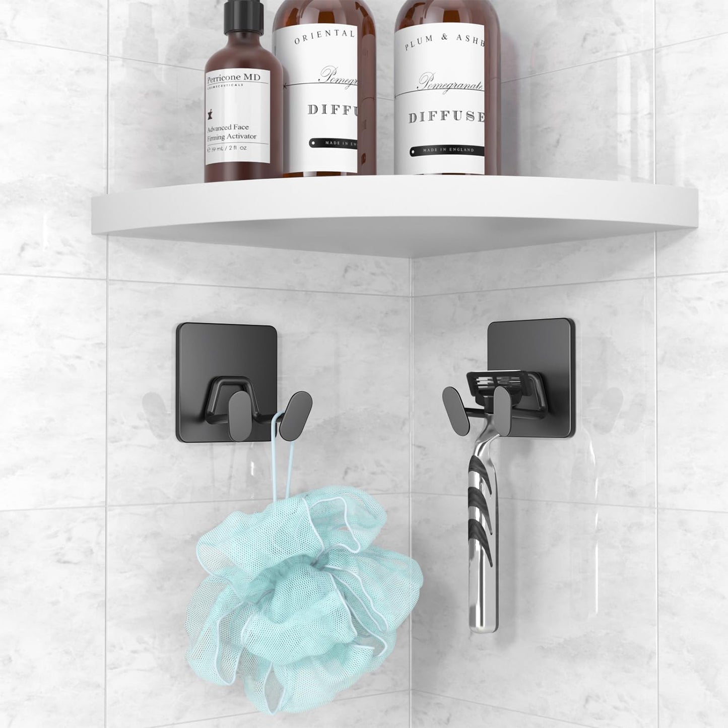 Ganchos adhesivos ducha acero inox dobles para pared