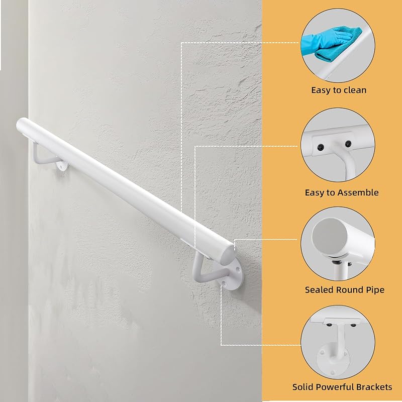 Barandilla escalera metal blanco 2ft interiores y exteriores