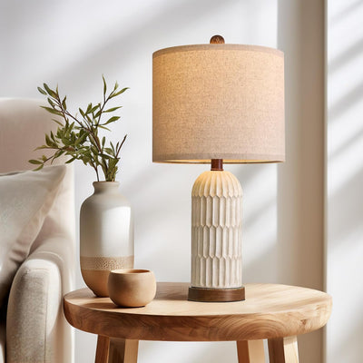Lámpara mesa 22.5pulg sala estar set 2 USB AC beige marrón