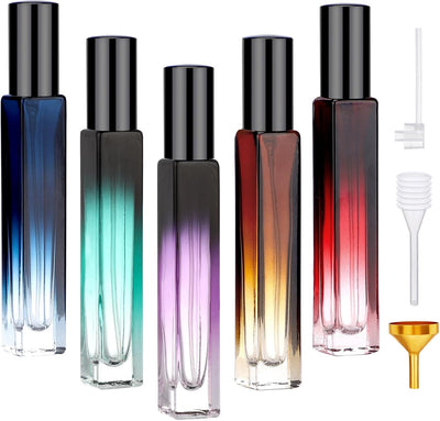 5 Botellas Spray Vidrio Recargable Viaje Perfume