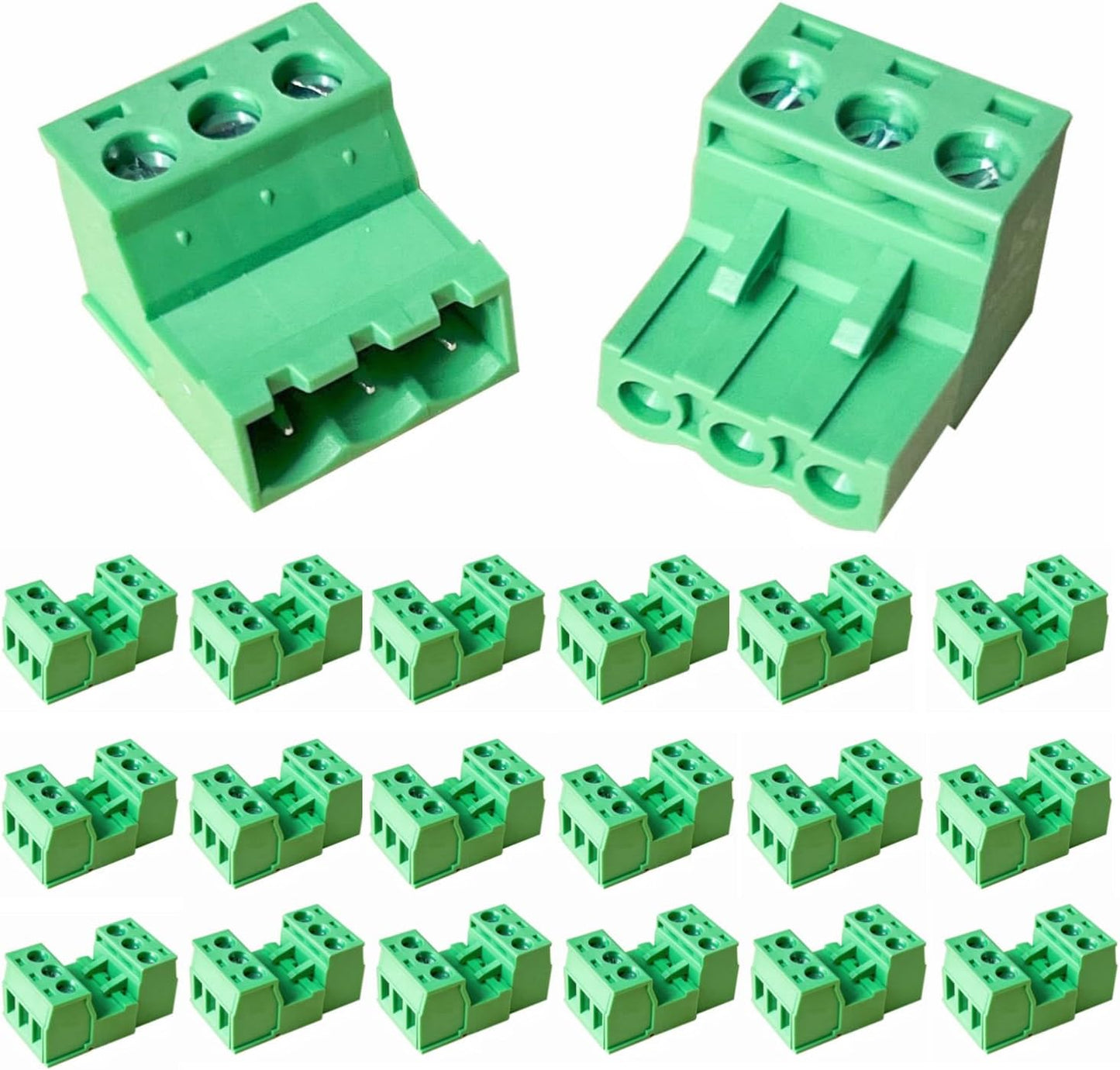 Set 20 conectores PCB 3 pines 0.200pulg Phoenix 300V 15A