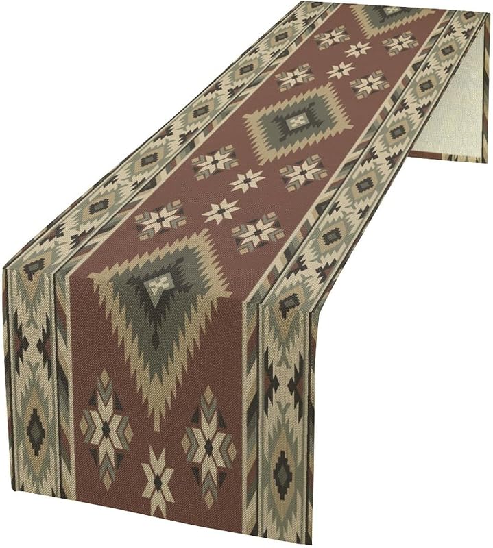 Camino mesa azteca patrón geométrico tribal vintage 13x36