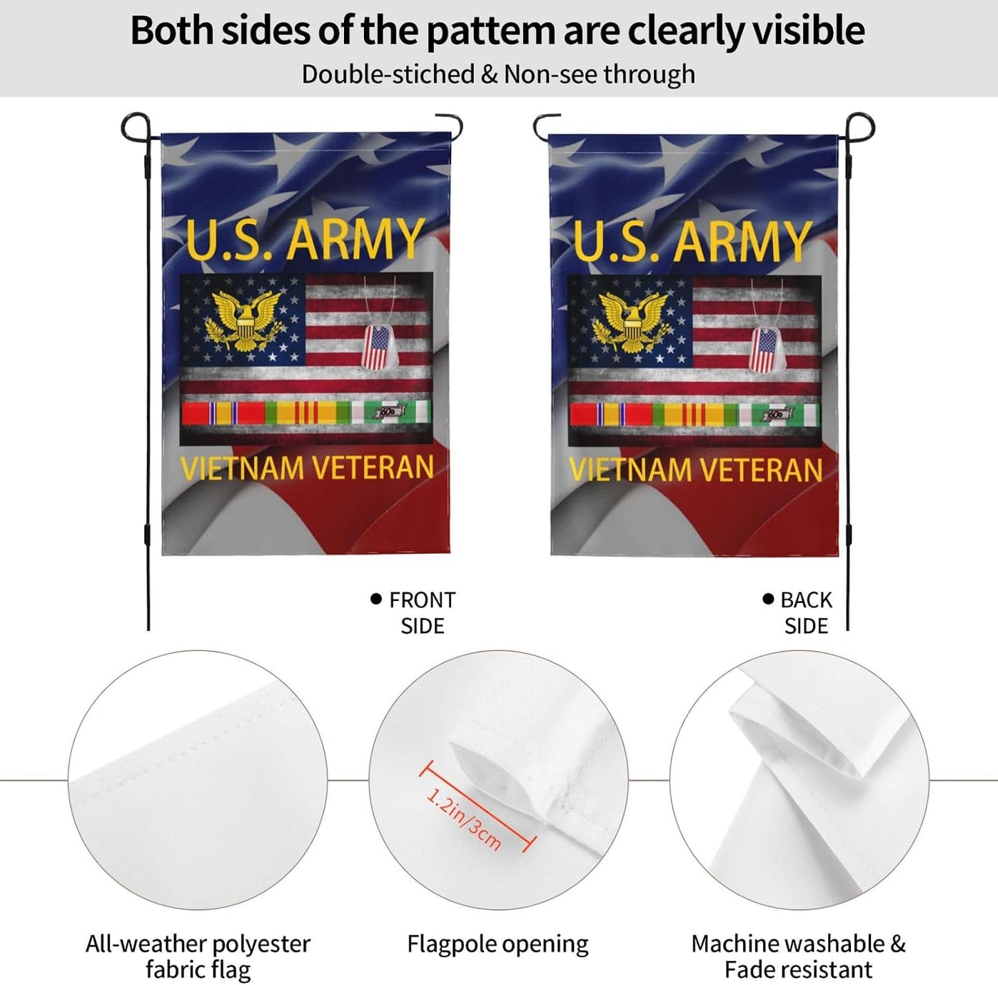 Bandera doble cara ejército EE.UU. Vietnam 12.5x18pulg
