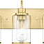 Luz tocador baño latón 3 lámparas doradas cristal
