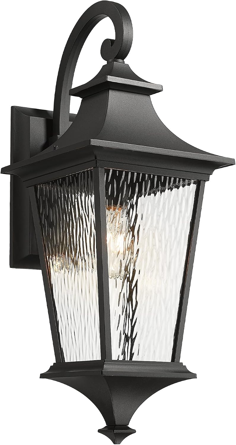 Aplique pared exterior impermeable efecto agua negro XE292BL