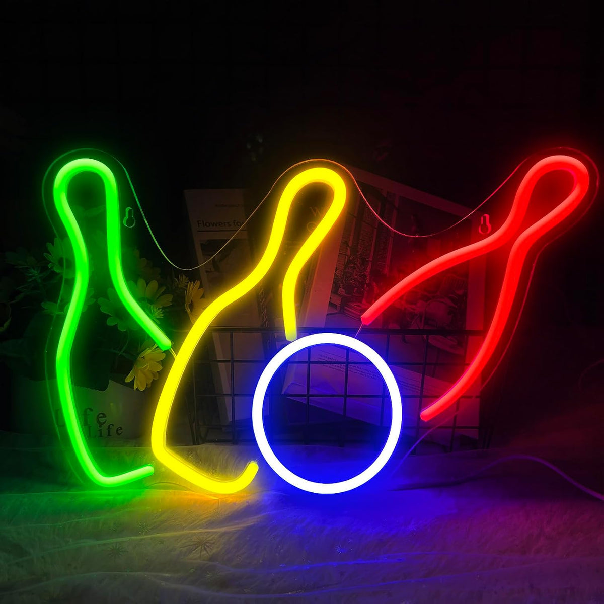 Letreros neón LED bowling decoración clubes deportivos